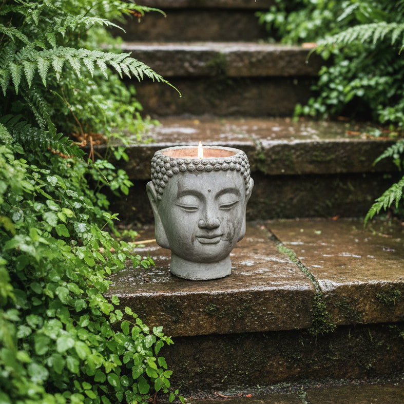 Rustic Buddha Head Candles