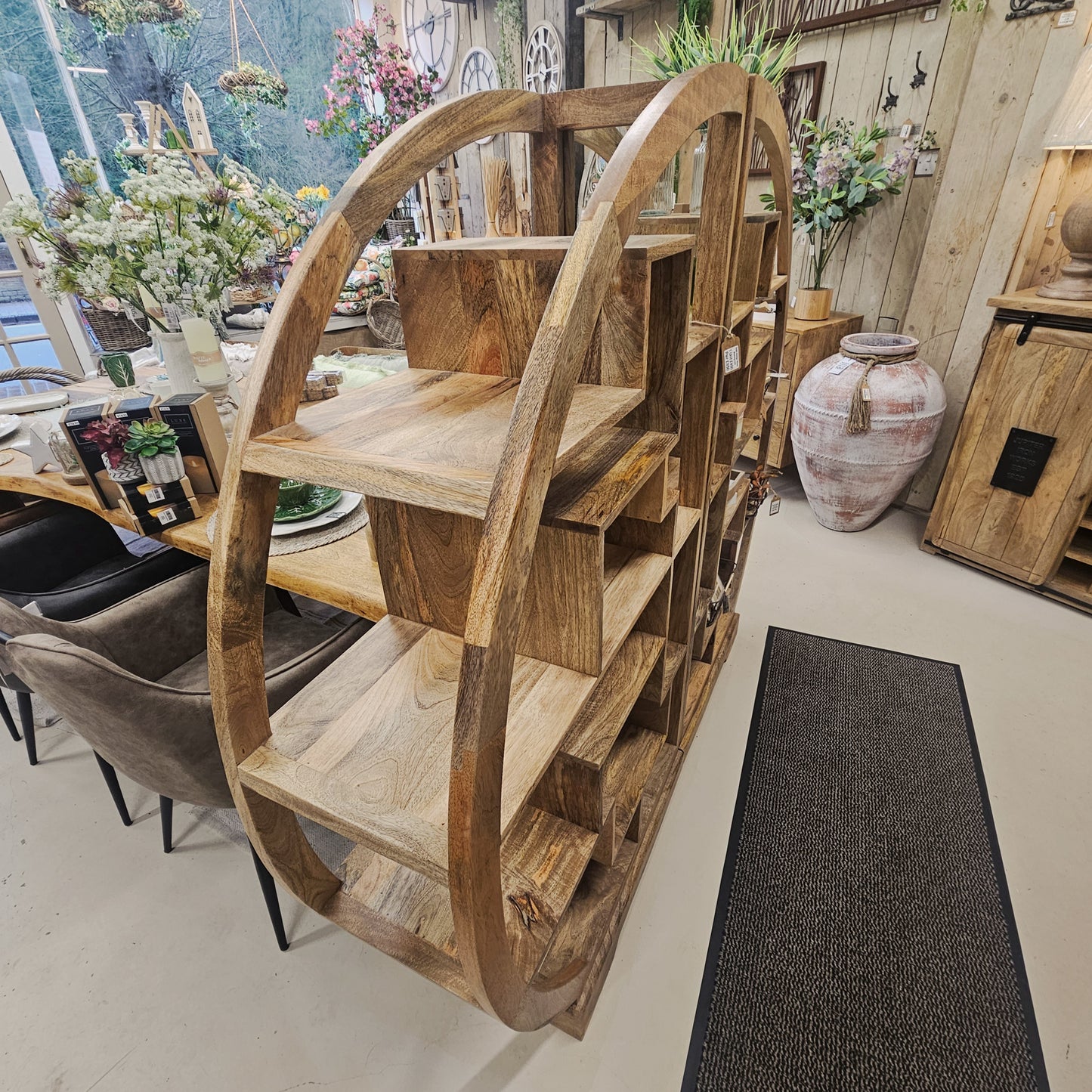 Scandi Mango Half Round Mango Display Cabinet