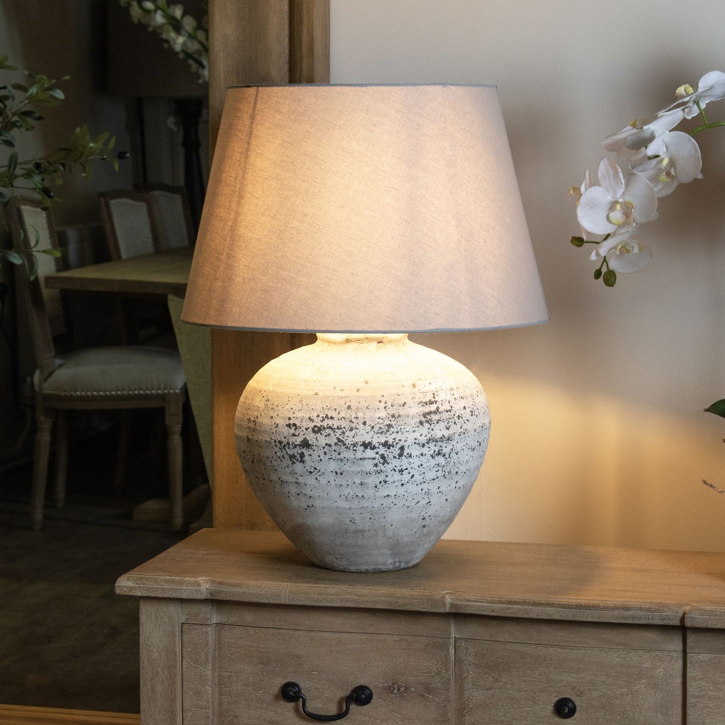 Large Ceramic Stone Effect Grey Lamp