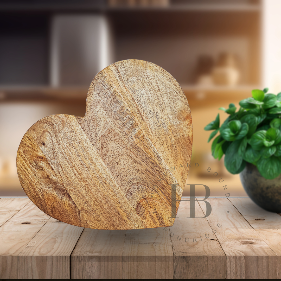34cm Chunky Heart Board - Mango Wood