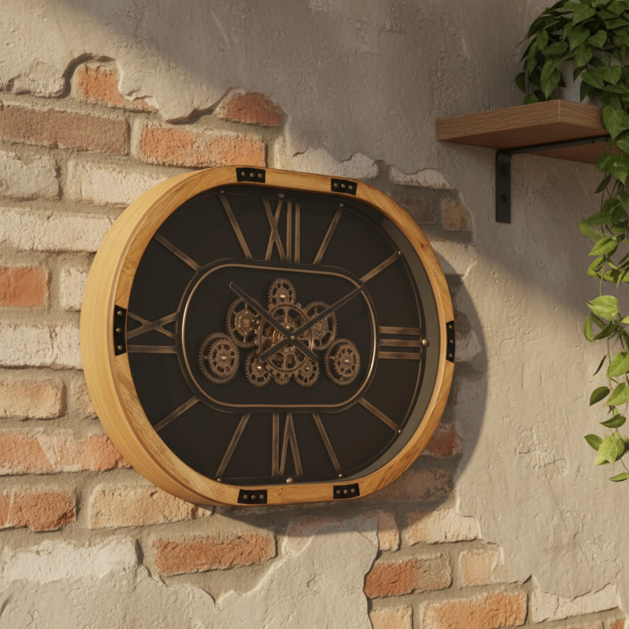 Squashed Large Cog Clock - Moving Cogs