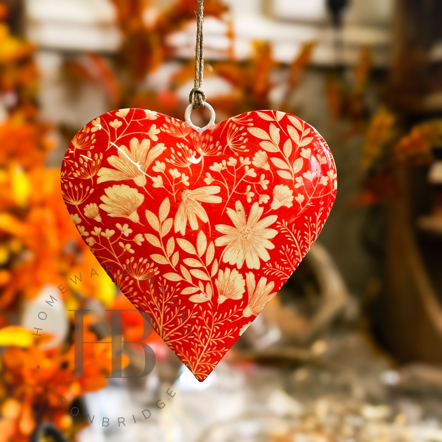 Autumnal Hanging Metal Hearts