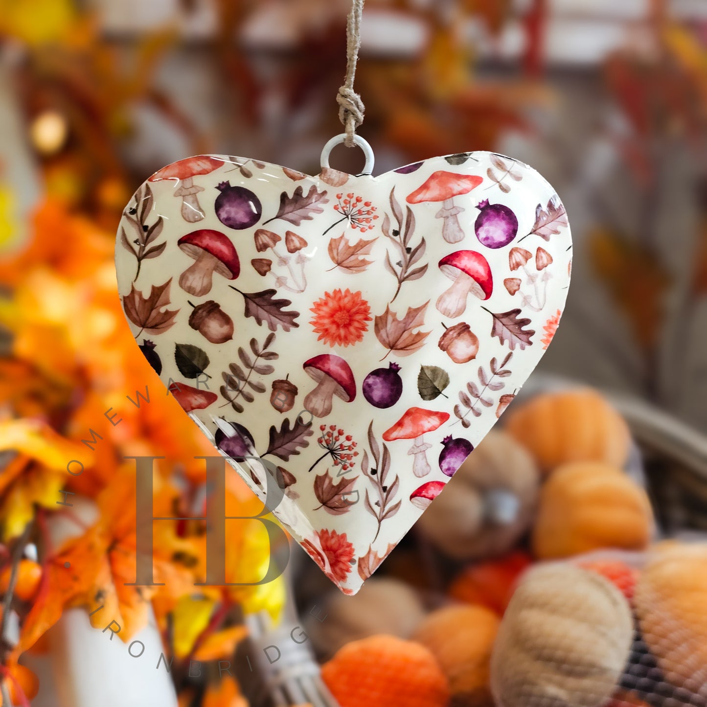 Autumnal Hanging Metal Hearts