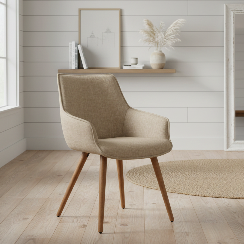 Premium Oatmeal Twill Dining Chair
