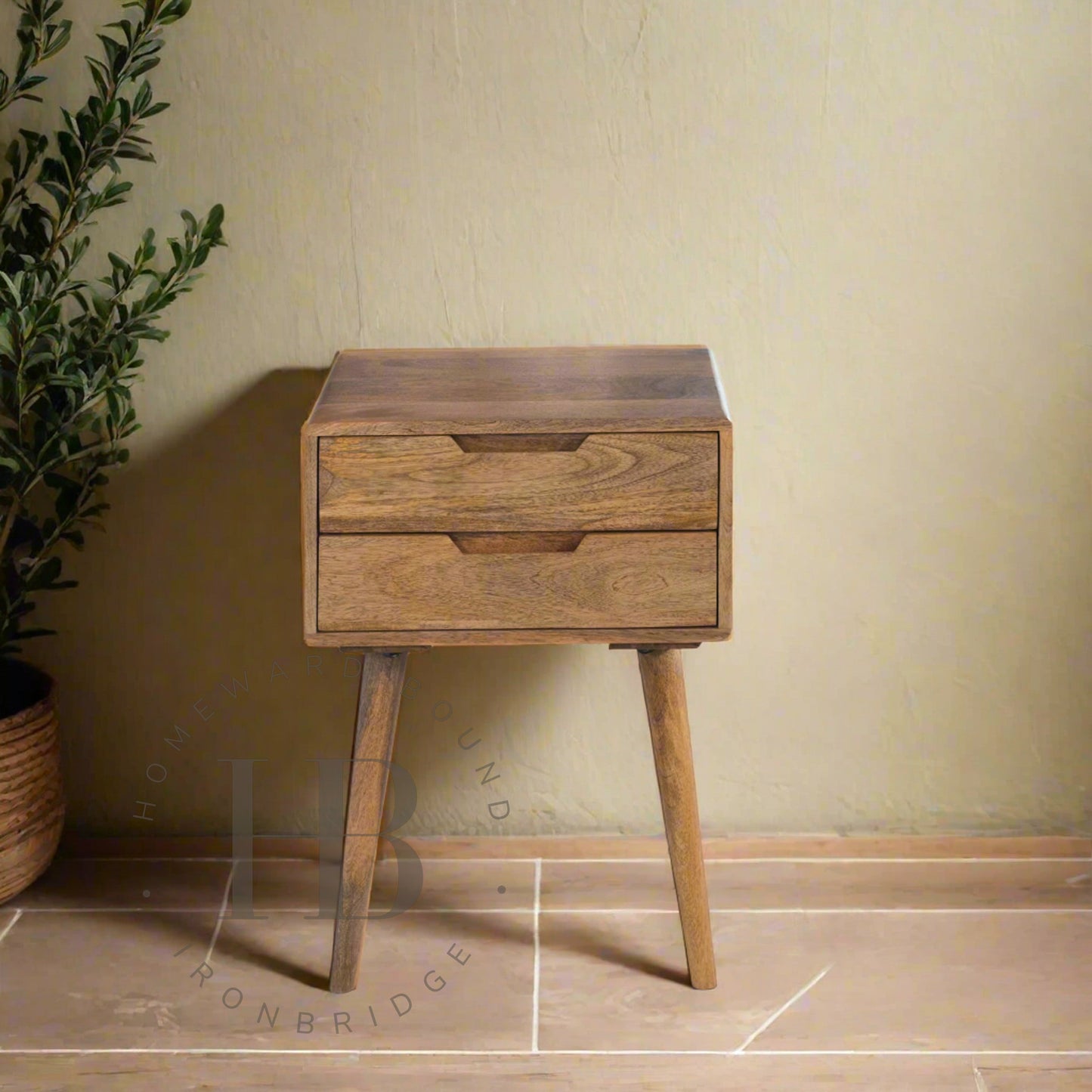 Scandi Mango Two Drawer Side Table
