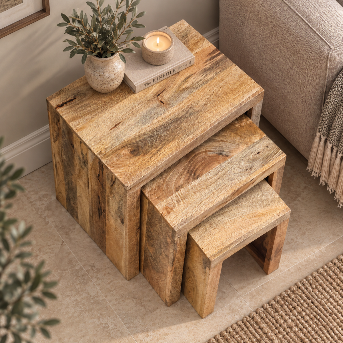 Cubic Mango Nest of Three Tables