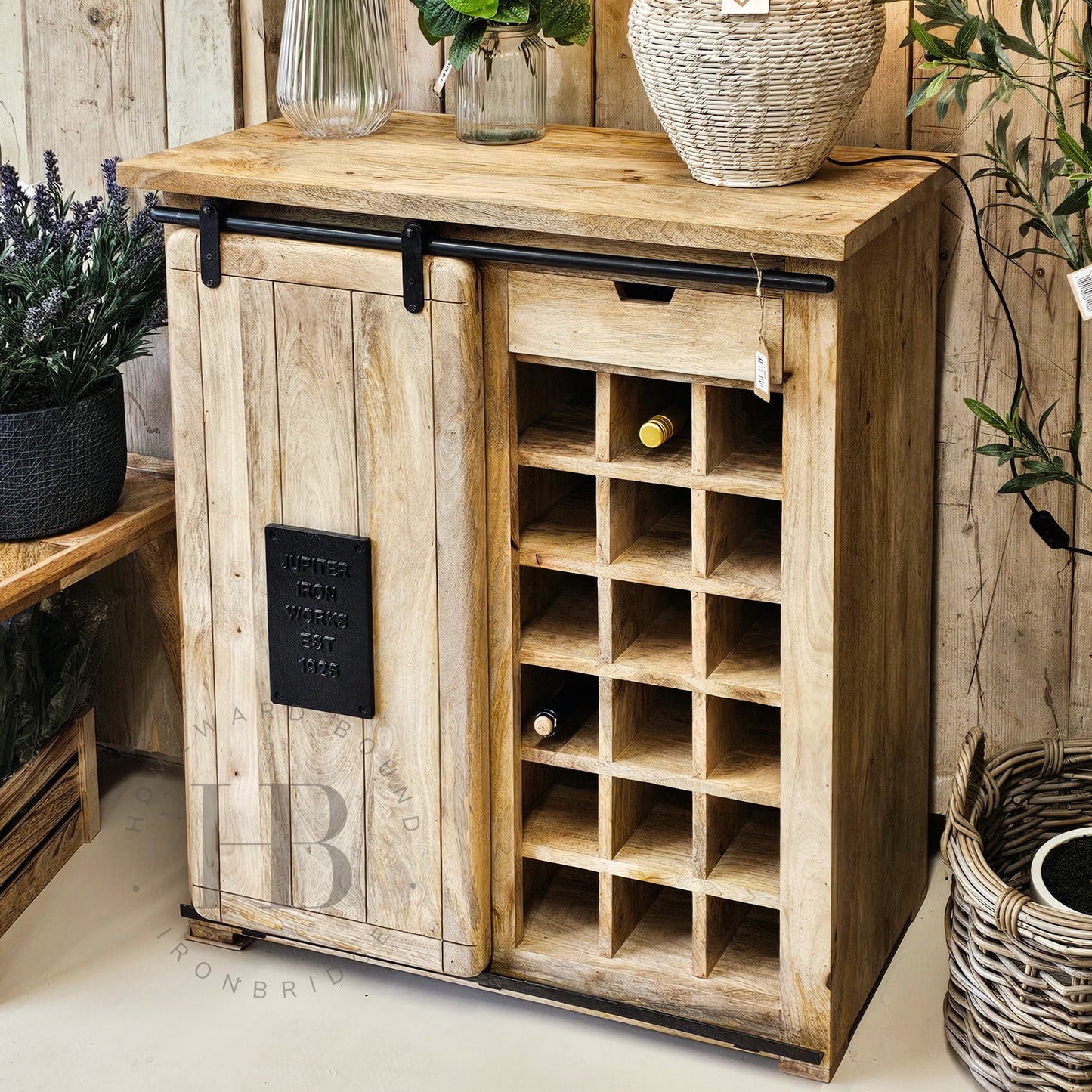 Mango Barn Door Wine Cabinet