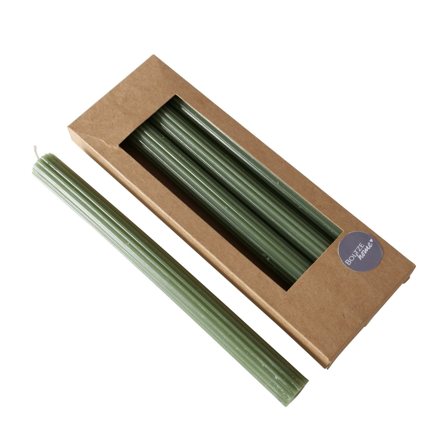 Luxe Ribbed Dinner Candle - Box of Four - Greens