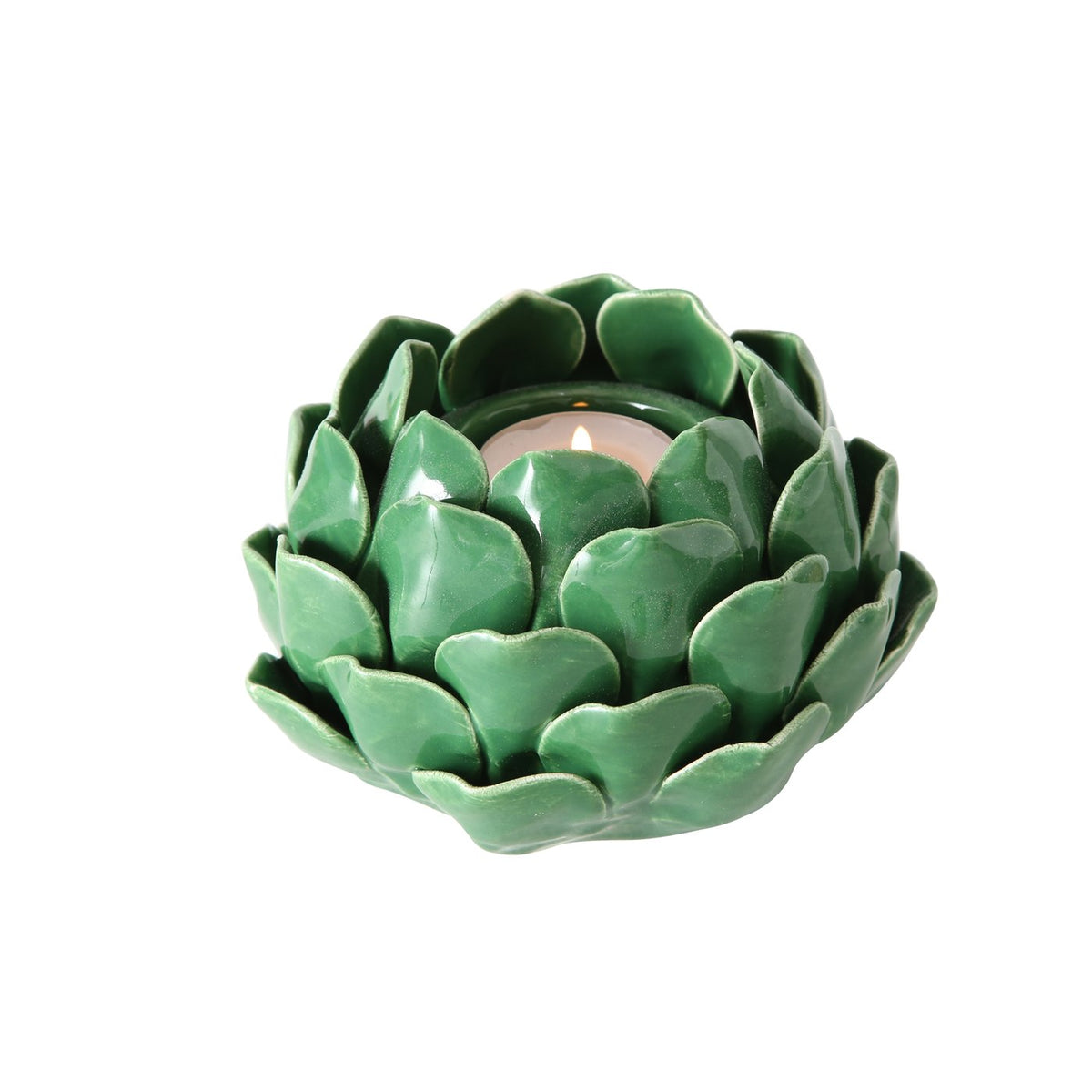 Green Earthenware Artichoke Candle Holder