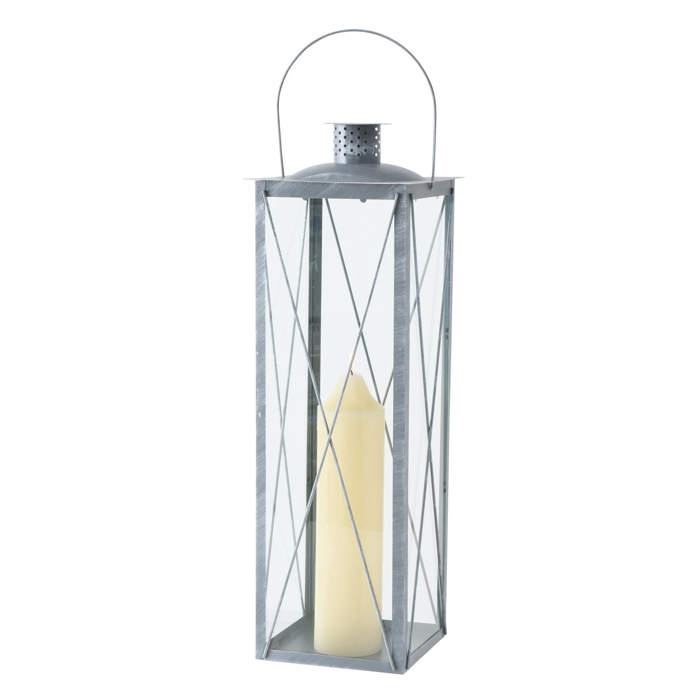 Tall Rustic Grey Metal Laterns