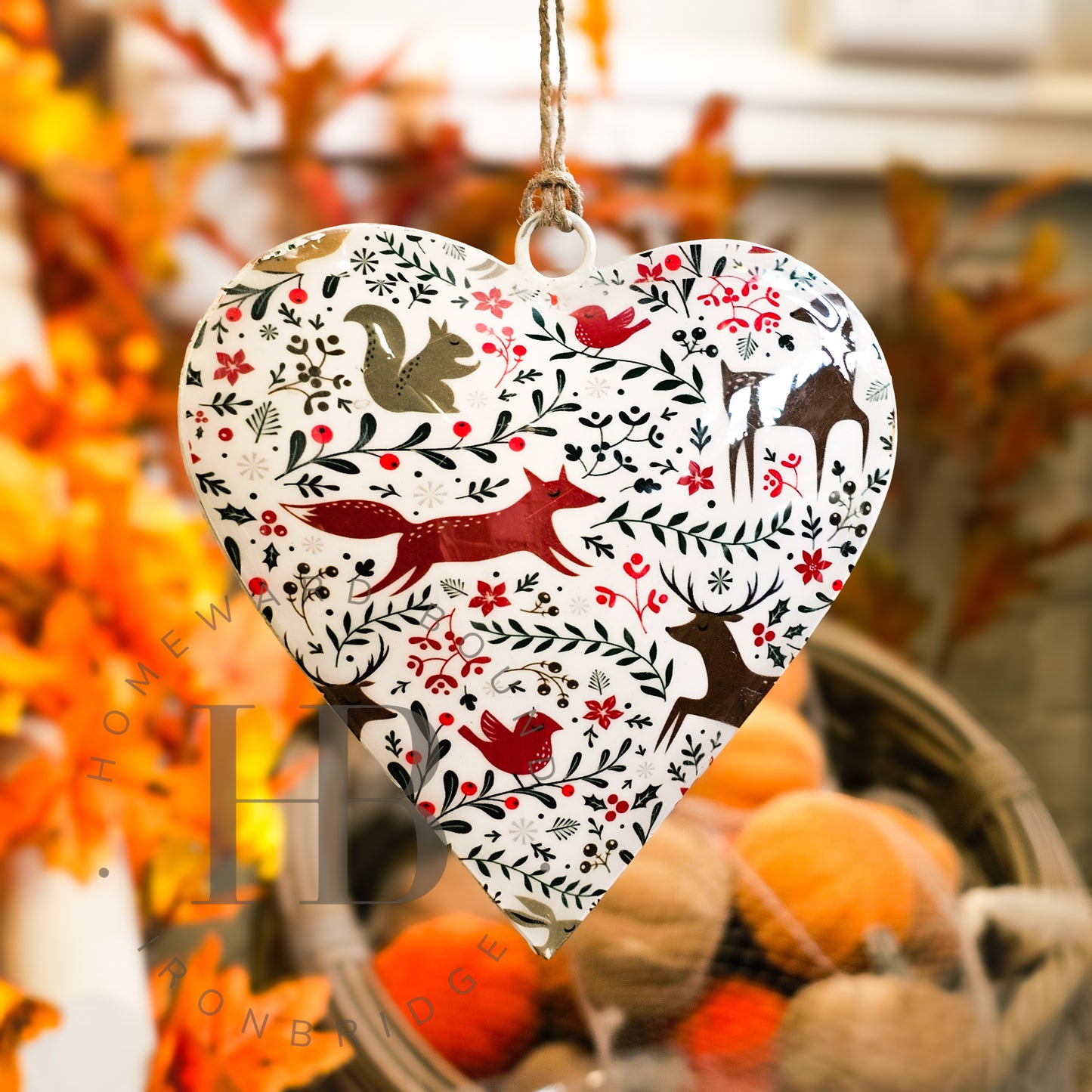 Autumnal Hanging Metal Hearts