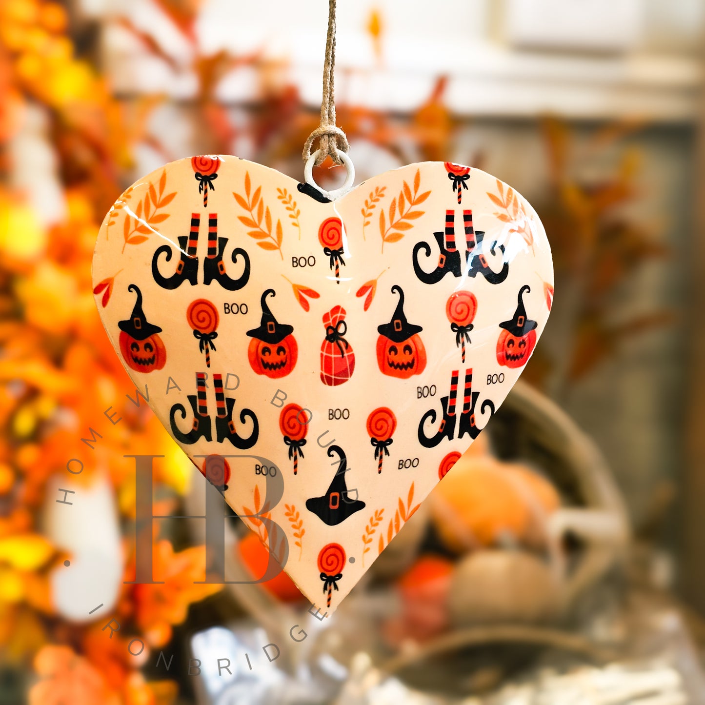 Autumnal Hanging Metal Hearts