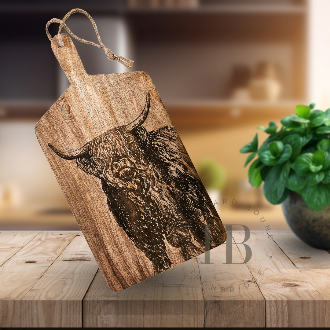 Highland Cow 50cm Wooden Display Board