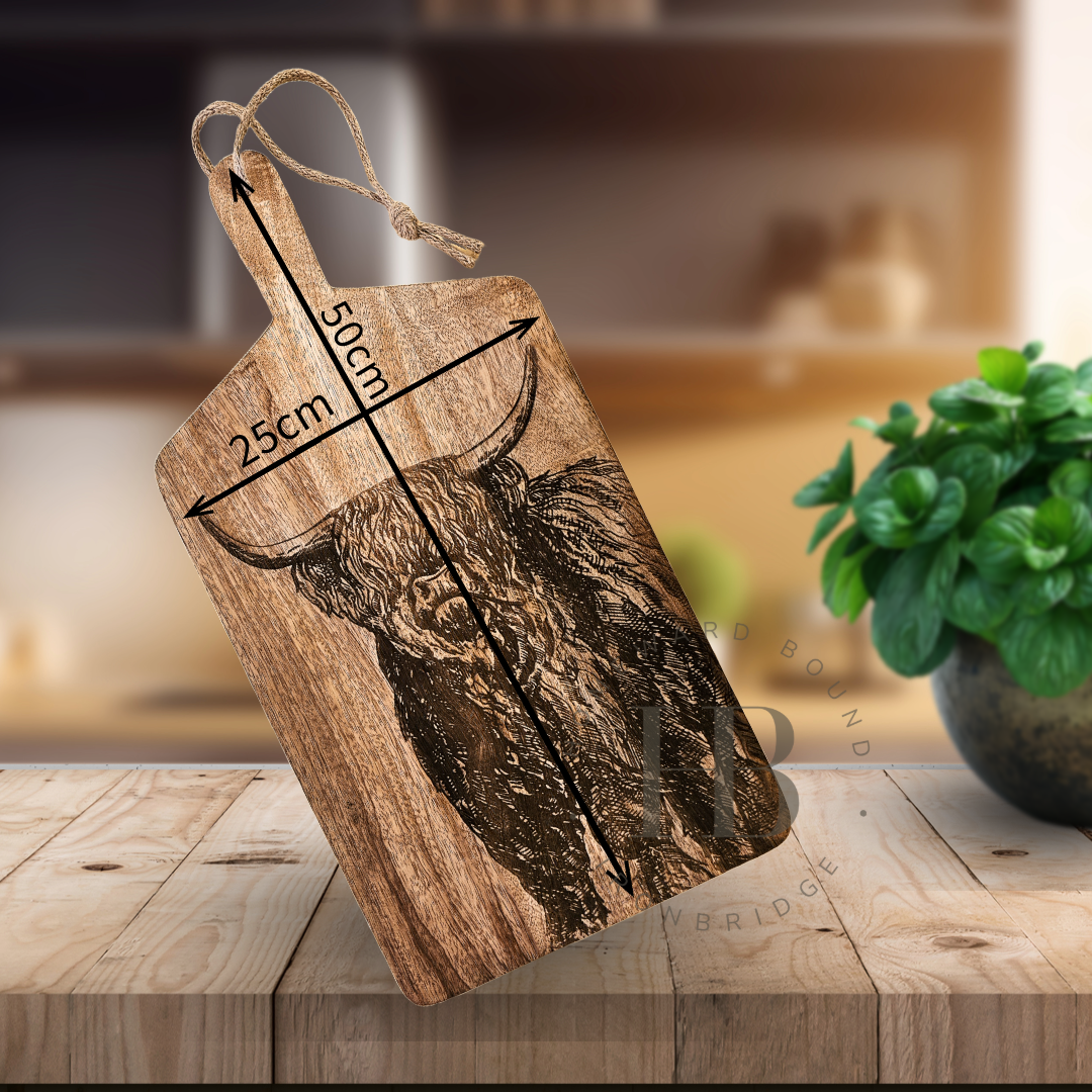 Highland Cow 50cm Wooden Display Board