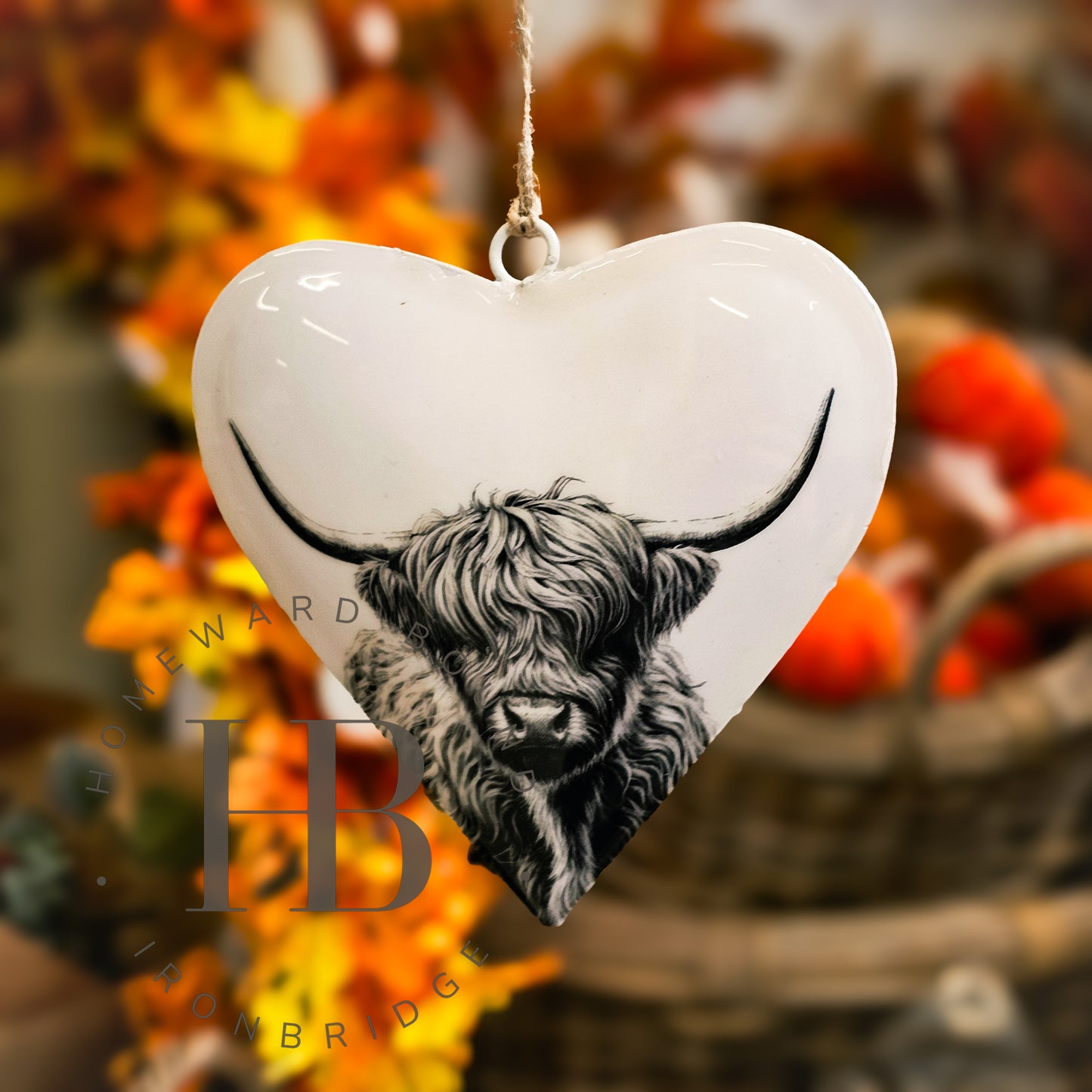 Autumnal Hanging Metal Hearts