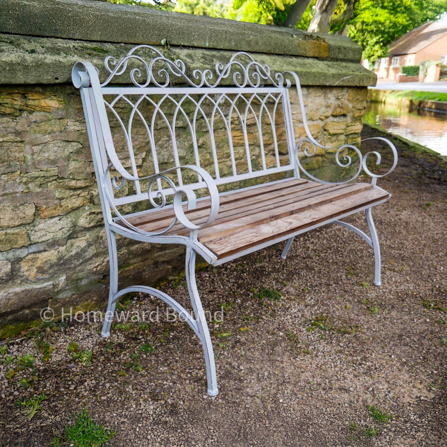 Wood/Metal Outdoor Bench