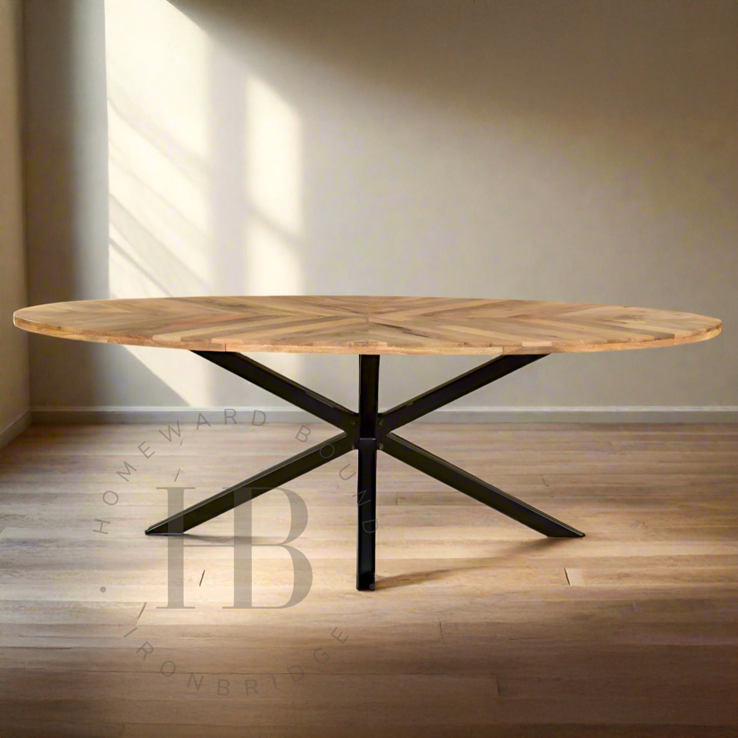Oval Herringbone Dining Table - 3 Sizes