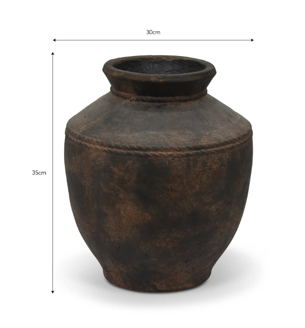 Portesham Heavy Vase Antique Brown - Large