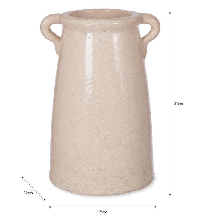Ravello Heavy Vase - Large - Off-White Crackle Glaze