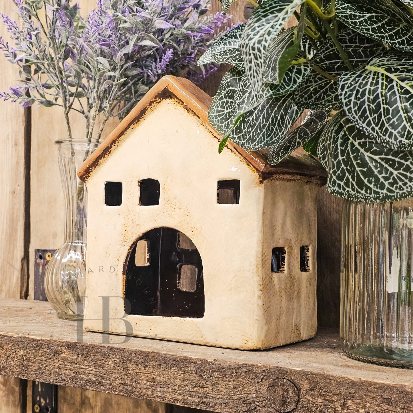 Large Ceramic House Candle Holder