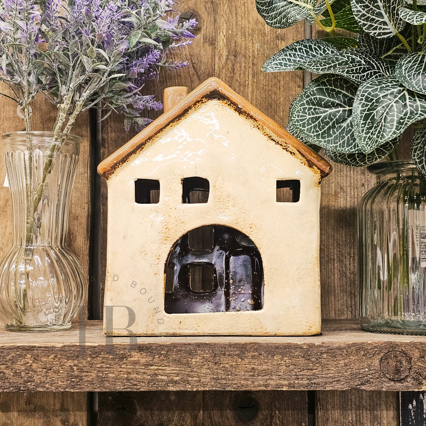 Large Ceramic House Candle Holder