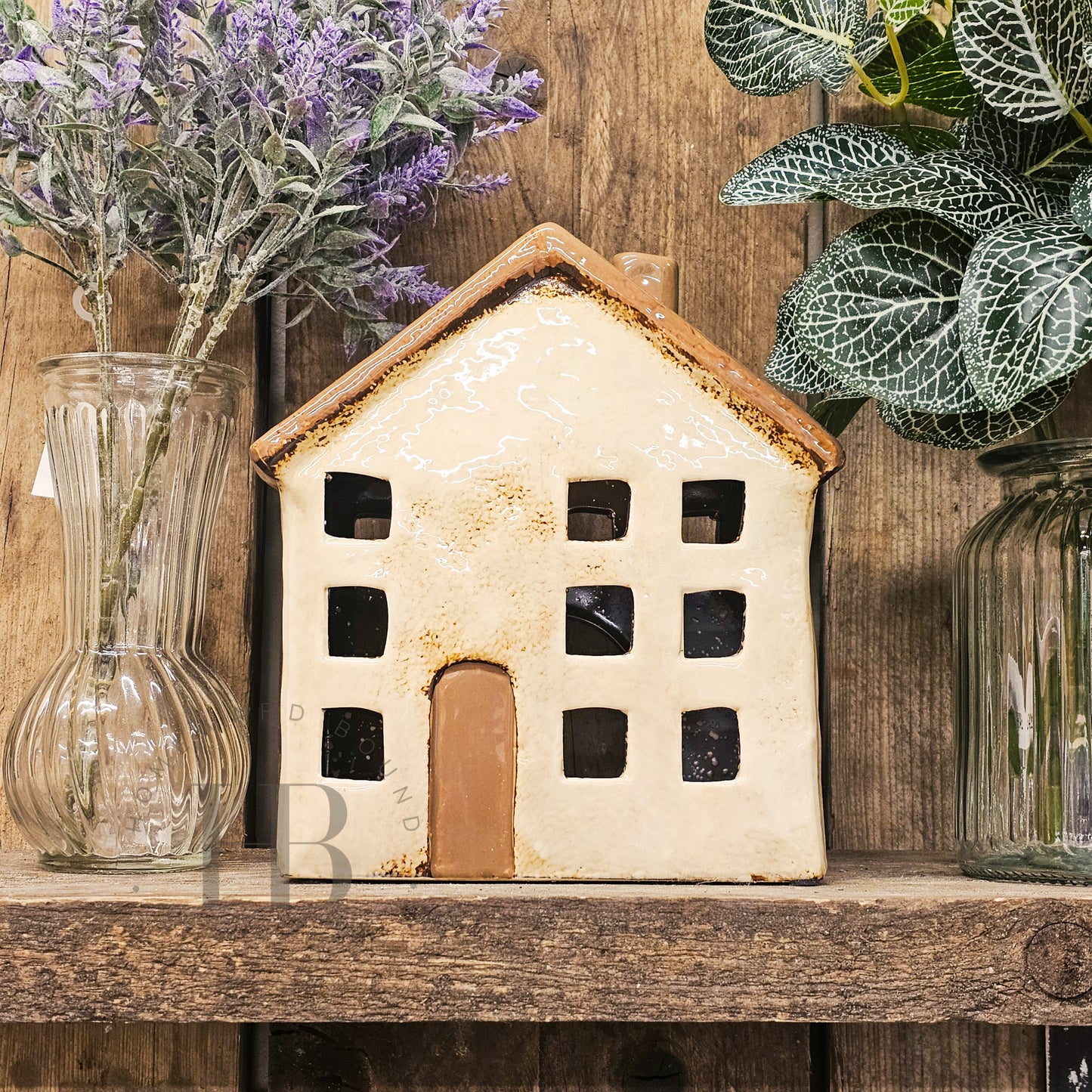 Large Ceramic House Candle Holder