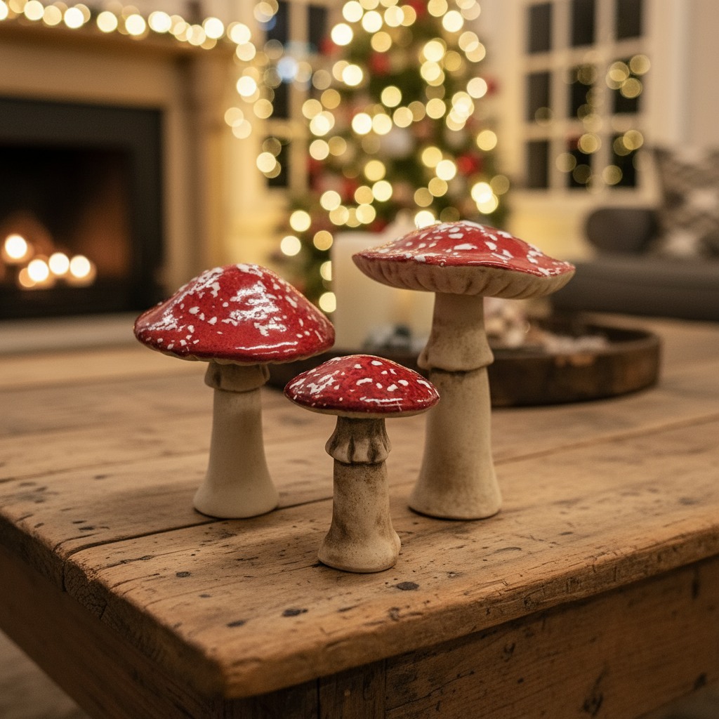 Ceramic Mushroom Ornaments