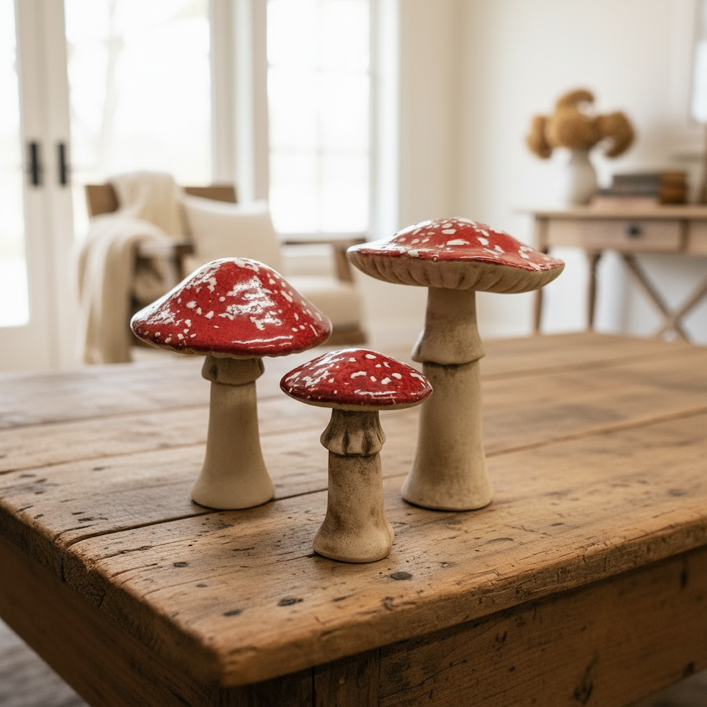Ceramic Mushroom Ornaments