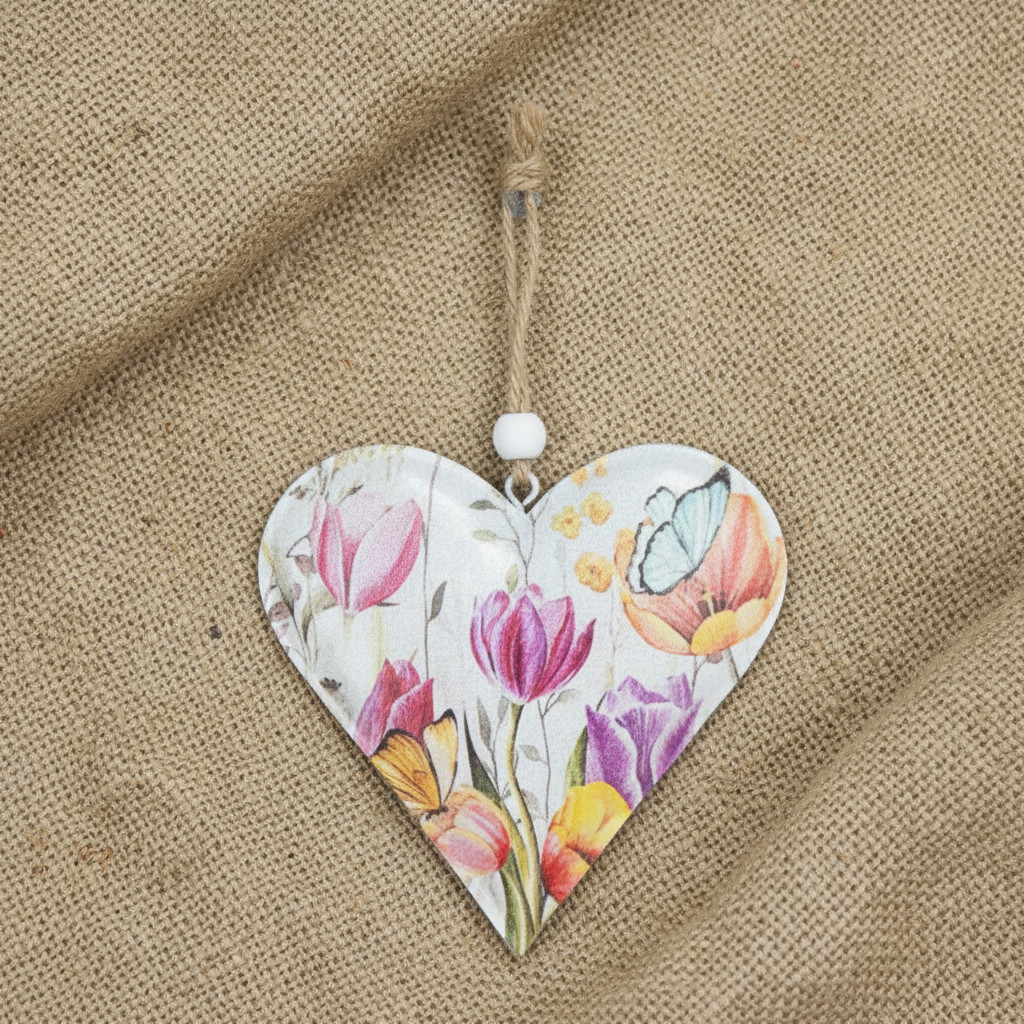 Tulip Pattern Metal Hanging Heart