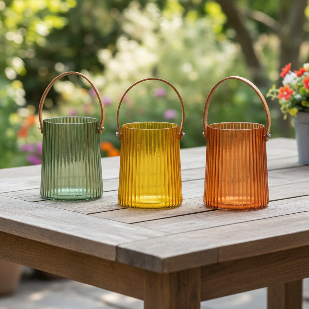 Glass Ribbed Candle Holder/Vases