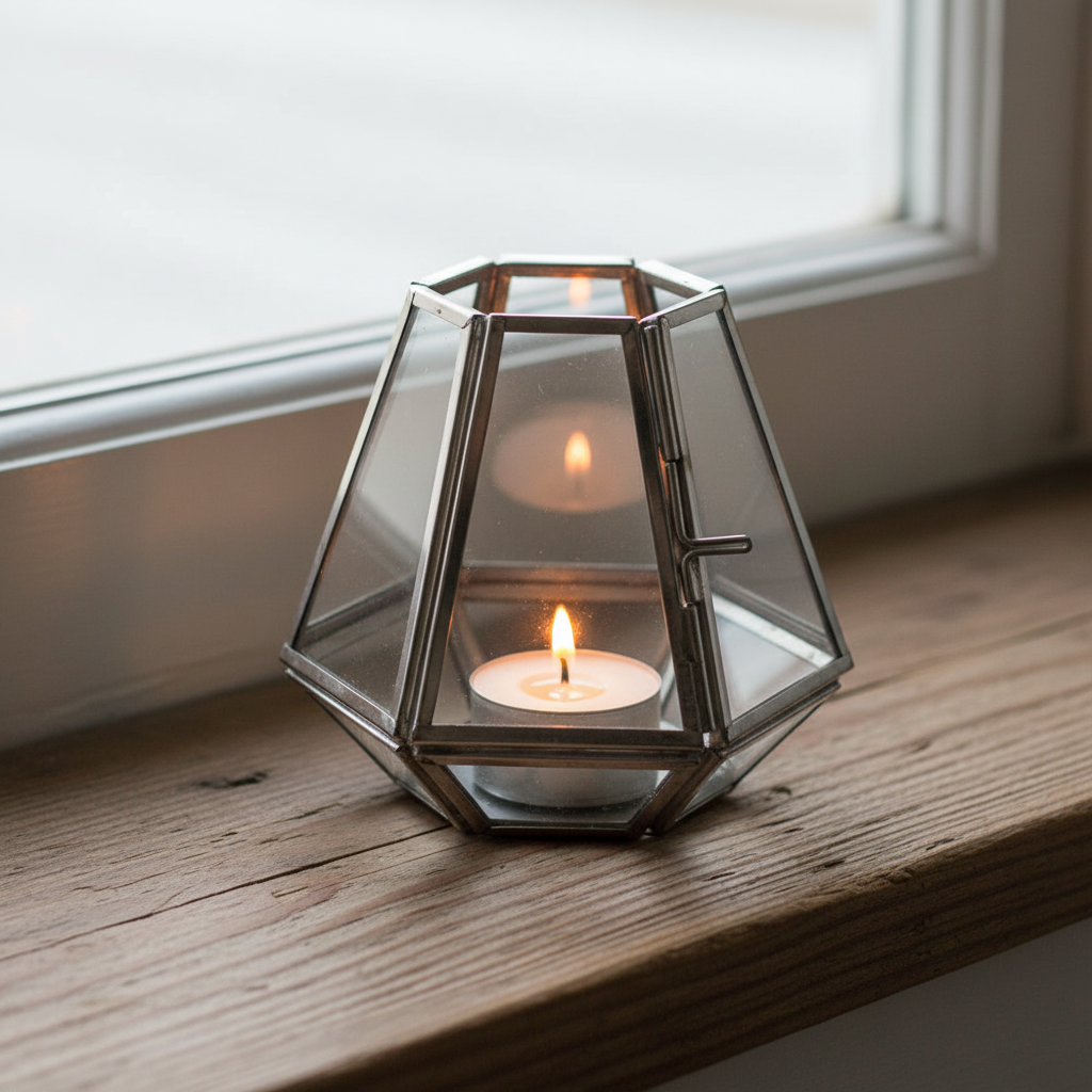 Small Iron & Glass Tealight Holder