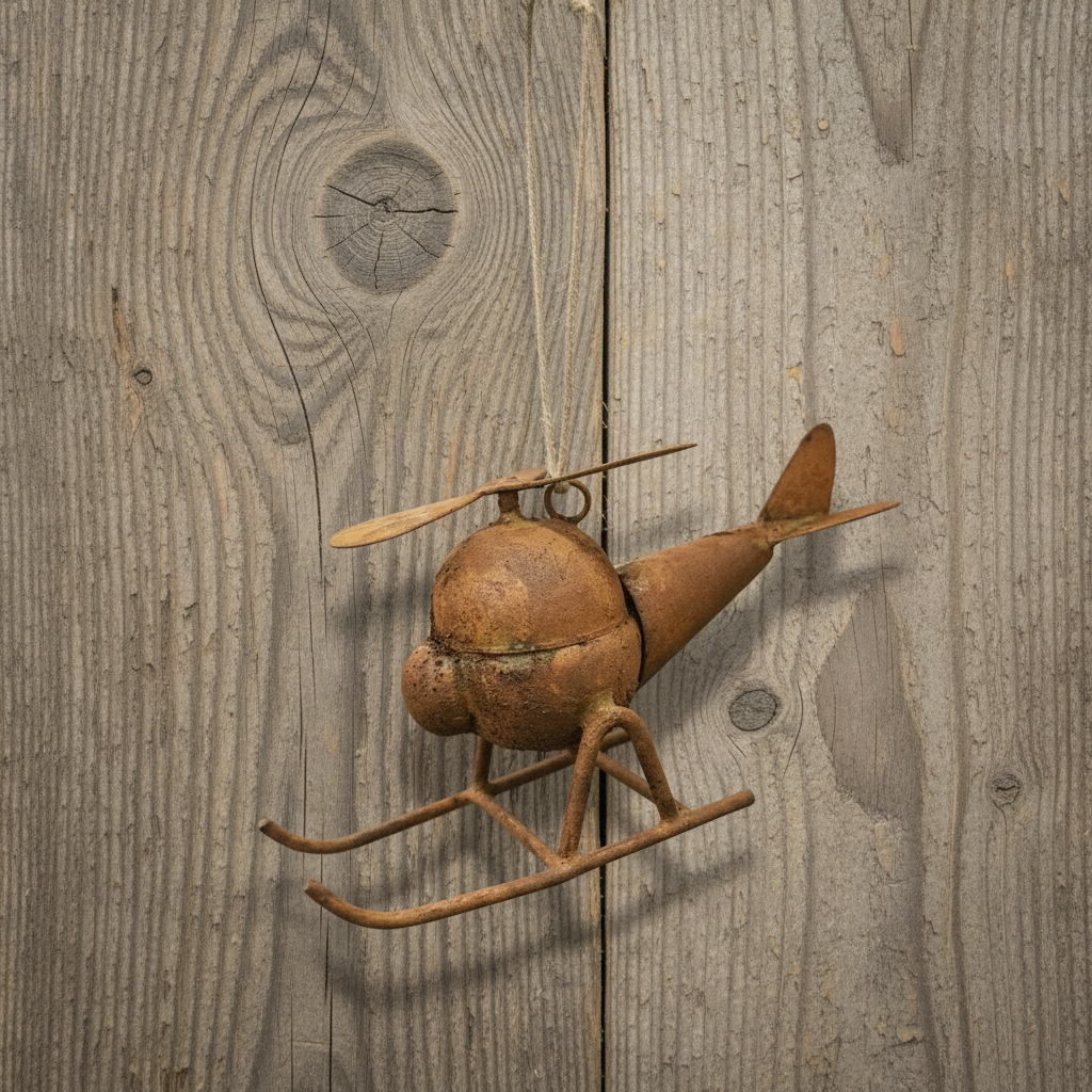 Rusty Helicopter Hanging Decoration