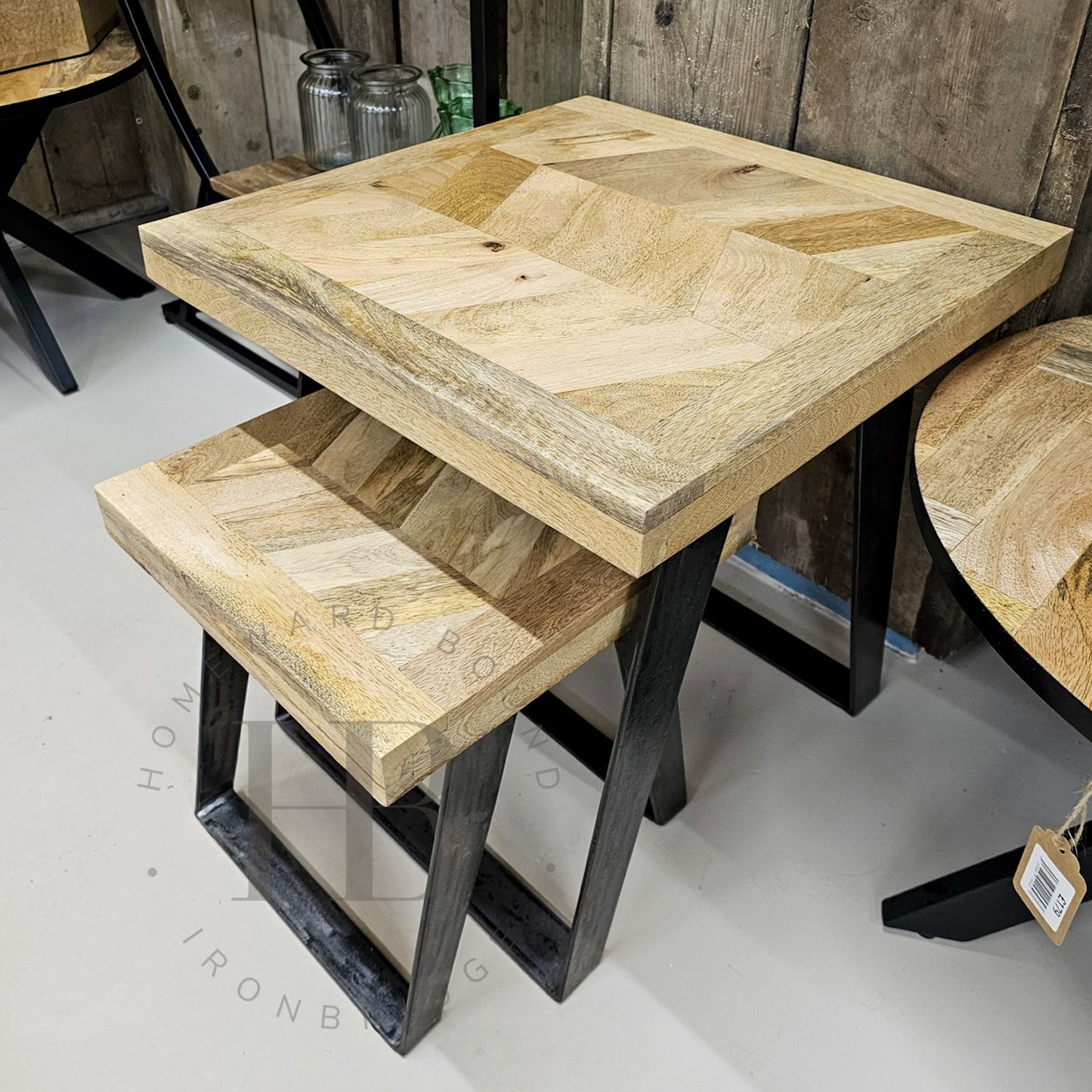 Herringbone Nest of Two Tables