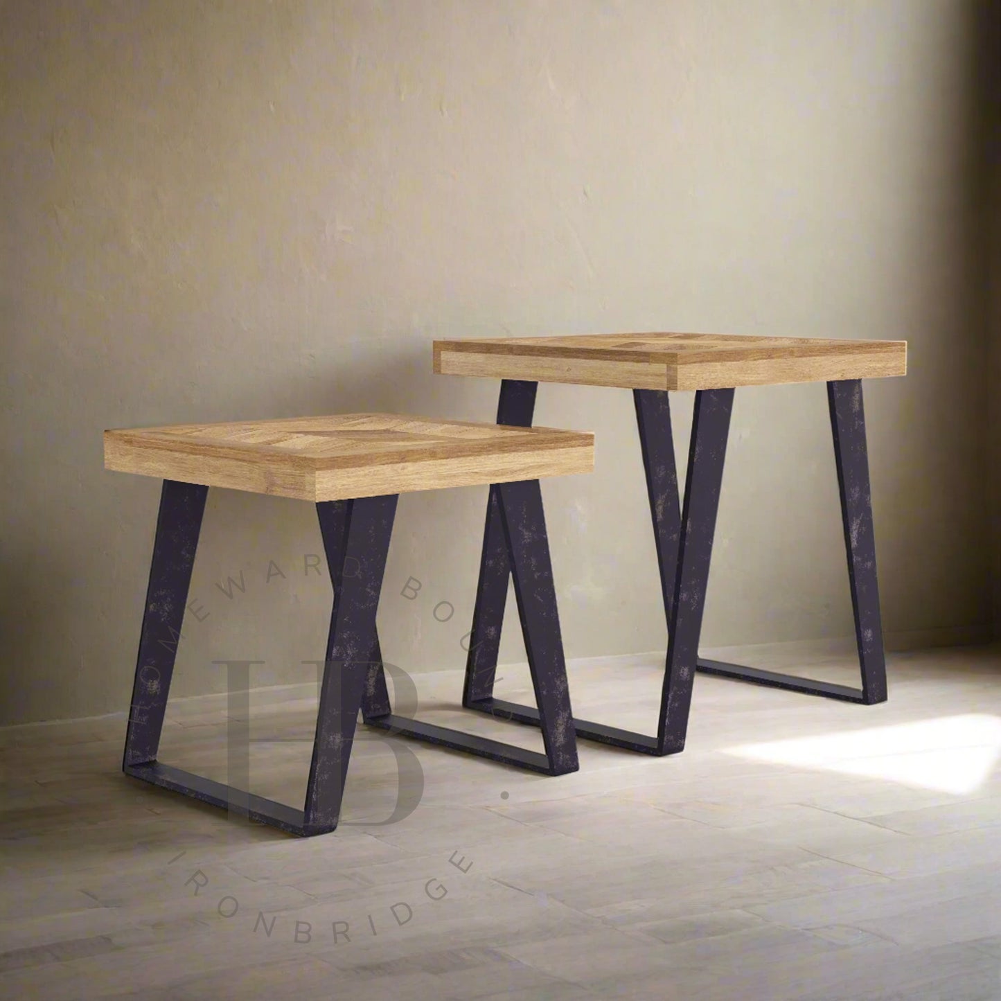 Herringbone Nest of Two Tables