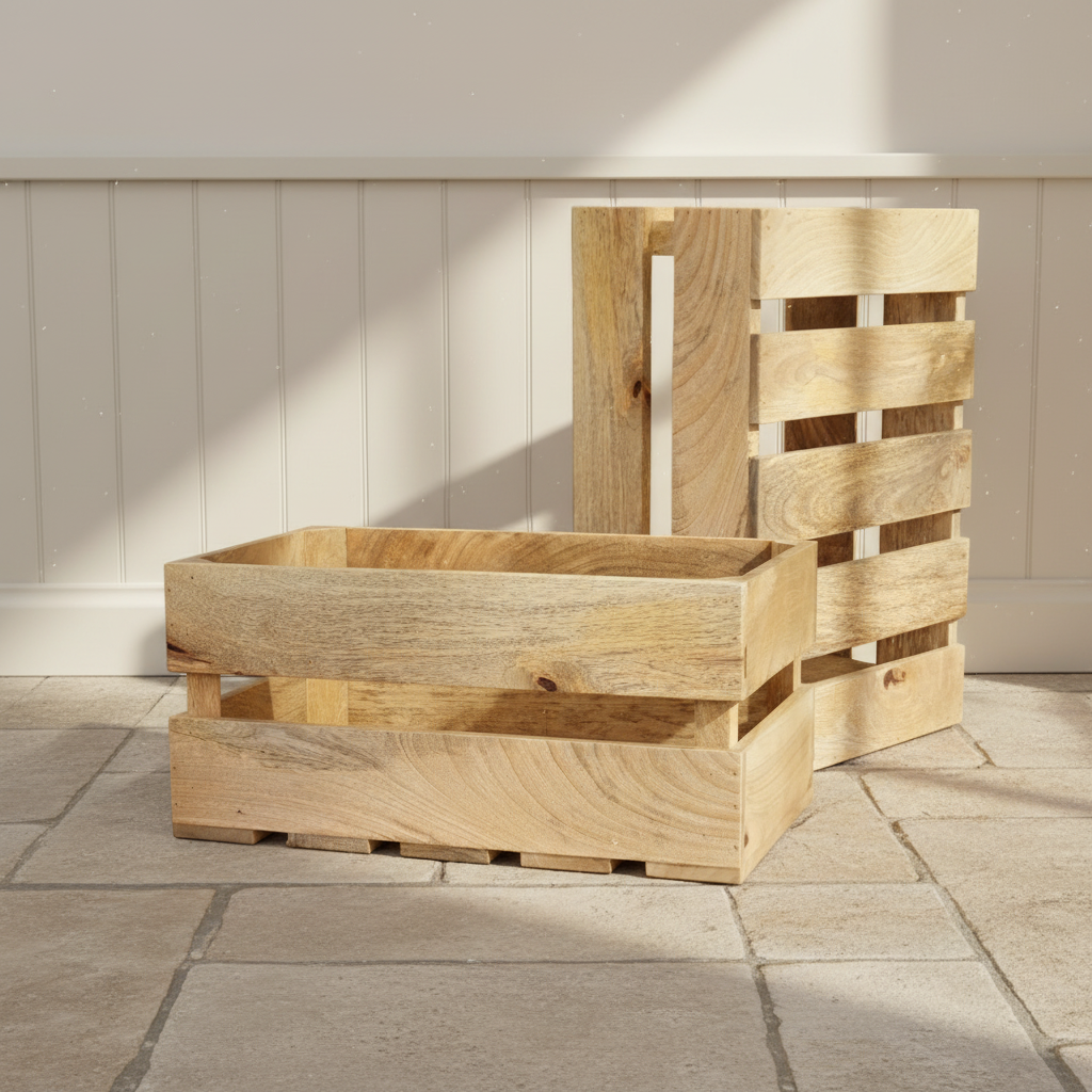 Solid Mango Wood Apple Style Crates