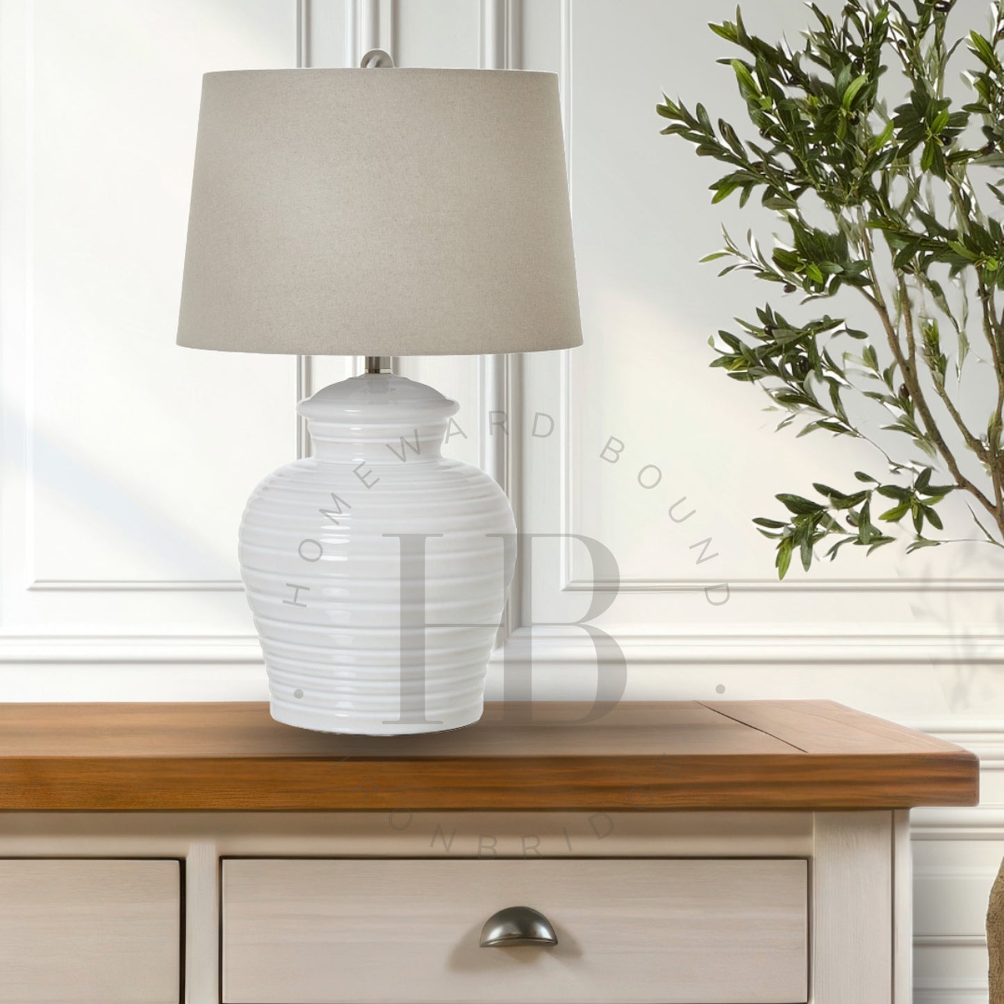 Large White Ceramic Pot Lamp