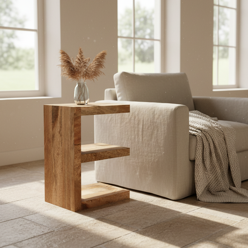 'E' Cubic Mango Side/Lamp Table
