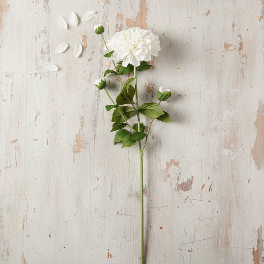 Real Touch Domed Dahlia - Off-White