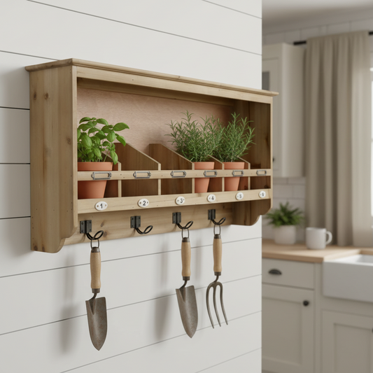 Wooden Wall Shelving with Hooks