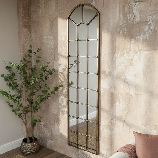 Tall Rustic Gold Metal Mirror
