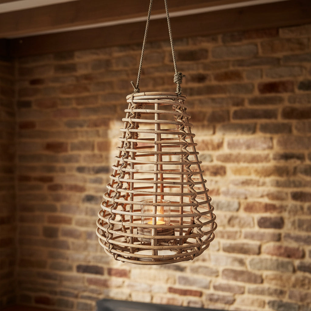 Glenweave Rattan Tear Drop Candle Holder - Large