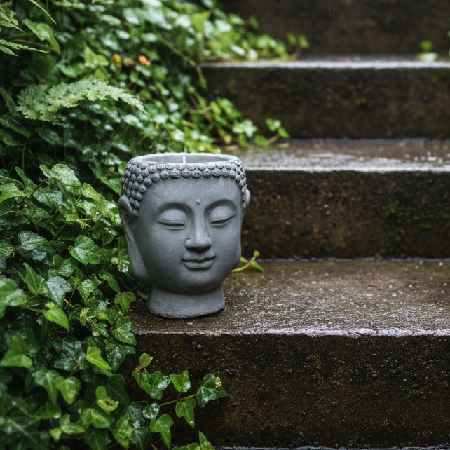 Rustic Buddha Head Candles