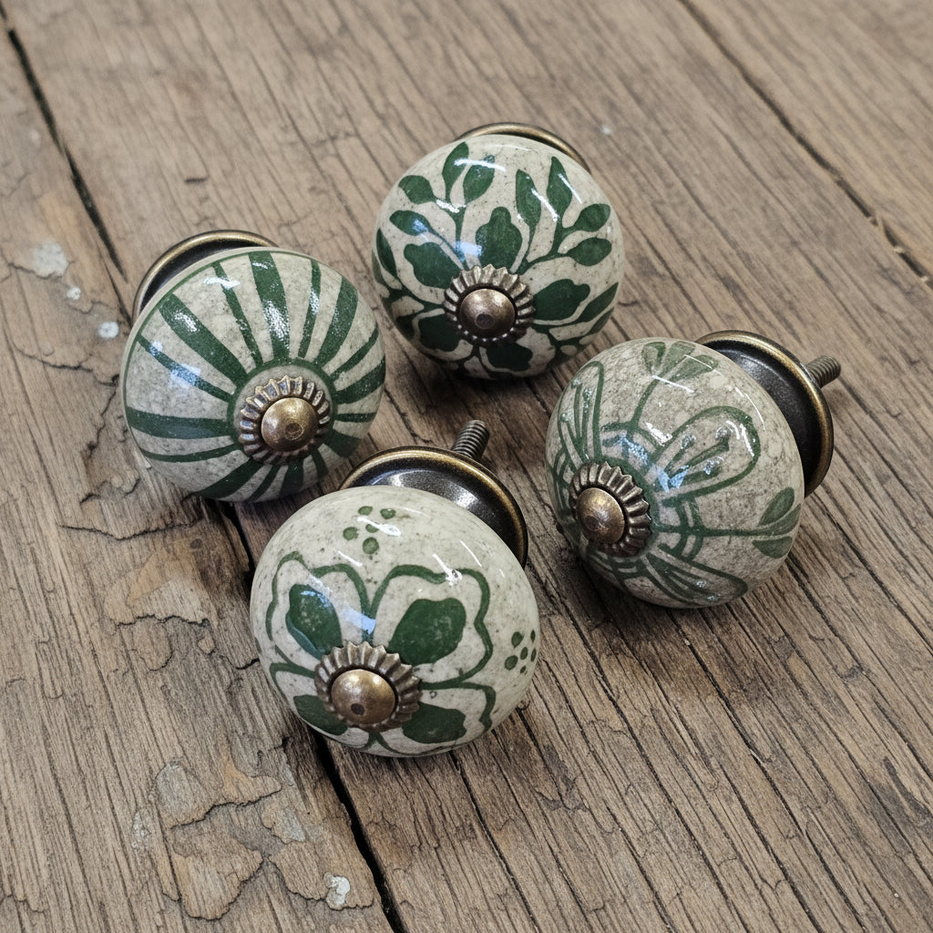 Ceramic Knobs - Greens - Sold Individually