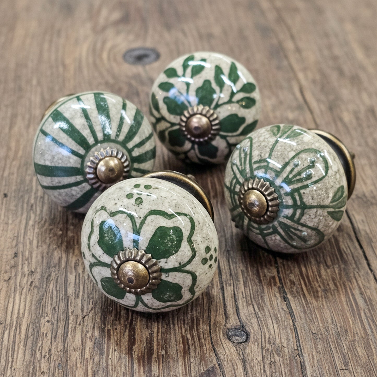 Ceramic Knobs - Greens - Sold Individually