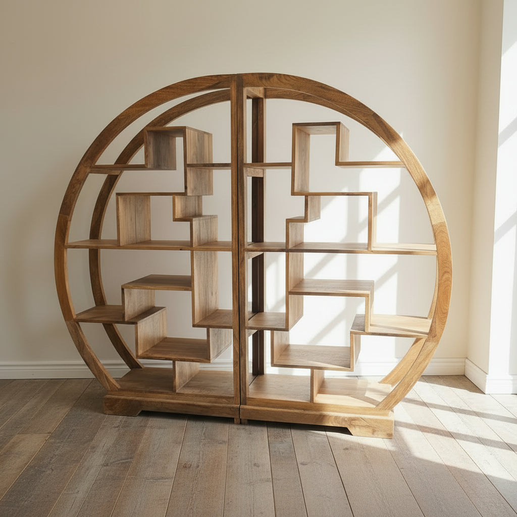 Scandi Mango Half Round Mango Display Cabinet
