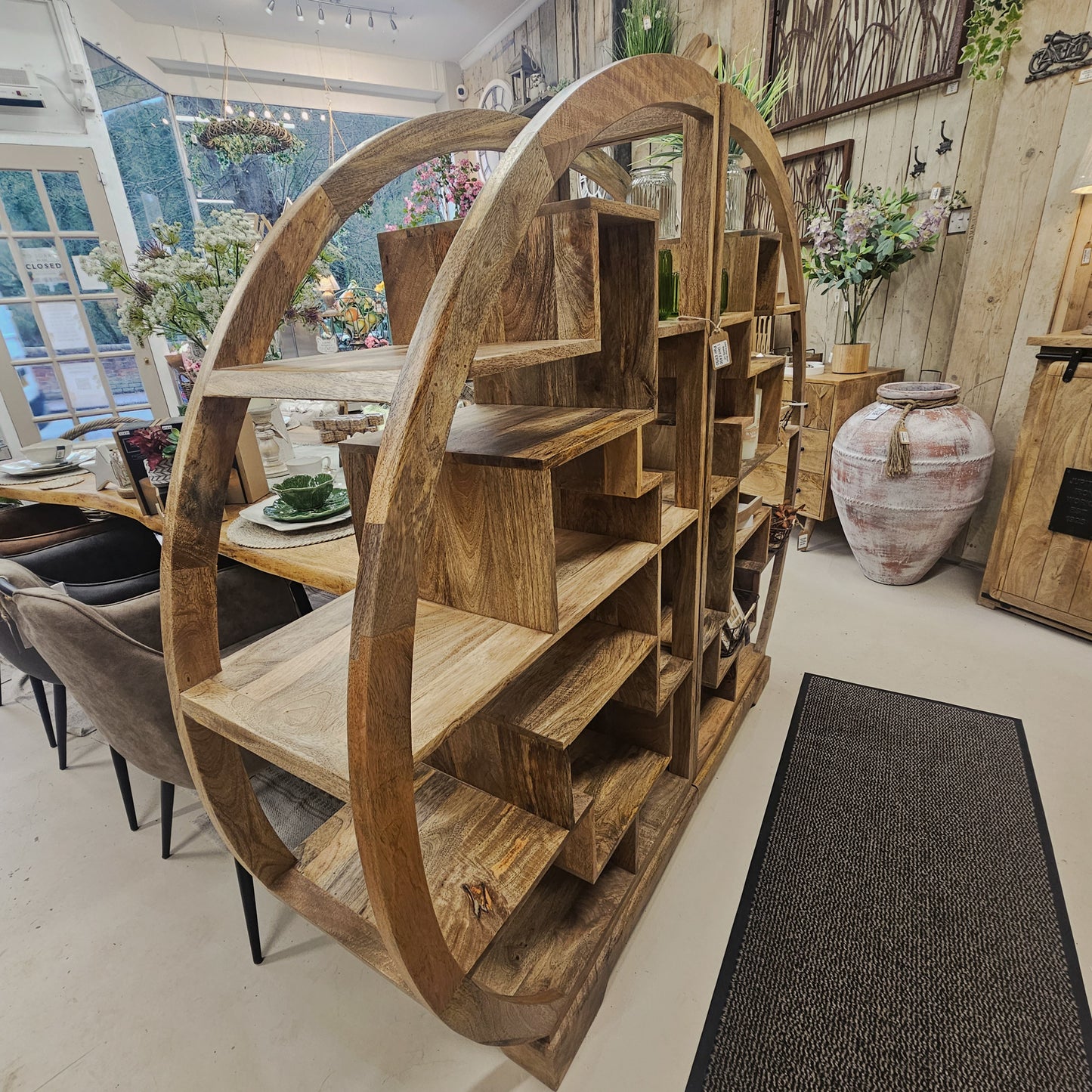 Scandi Mango Half Round Mango Display Cabinet