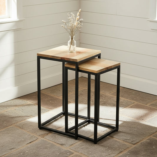 Square Topped Mango Set of Two Tables