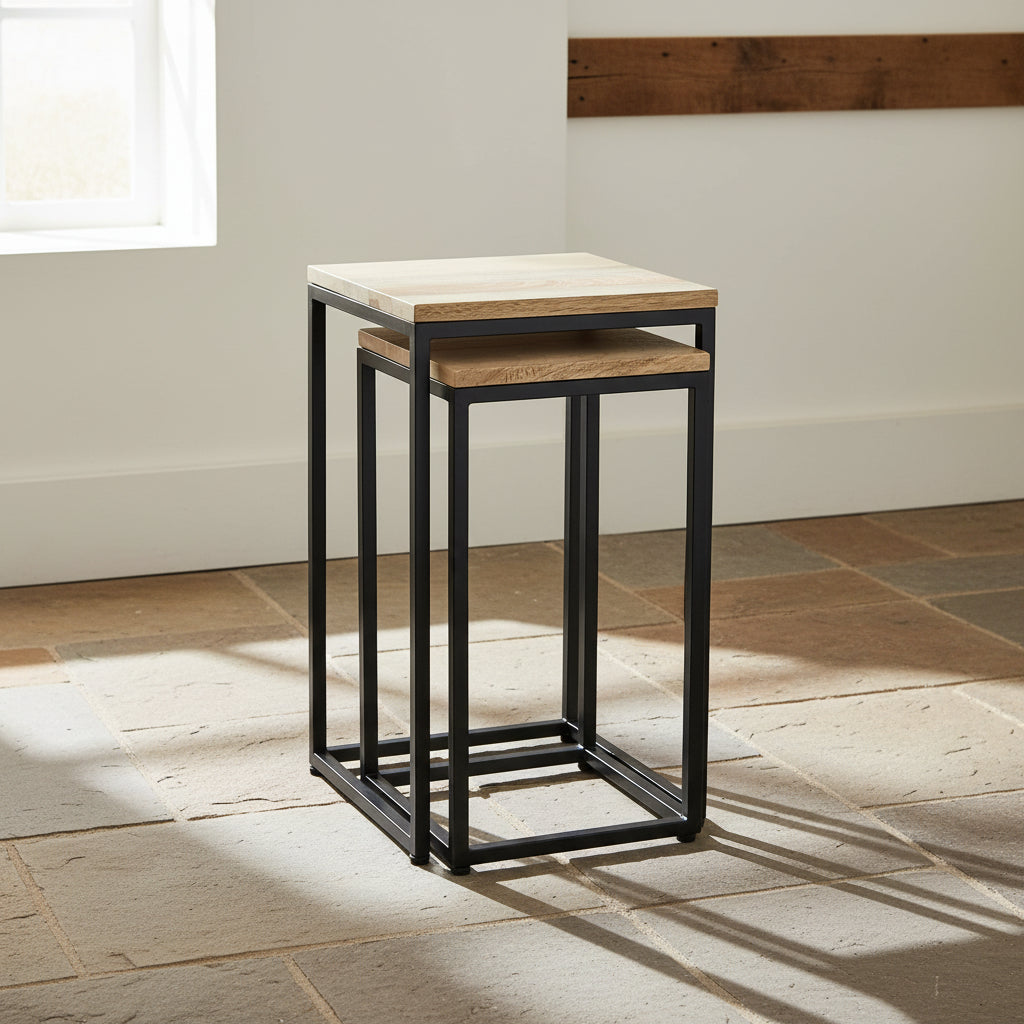 Square Topped Mango Set of Two Tables