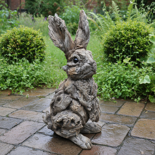 Driftwood Effect Large Rabbit Statue