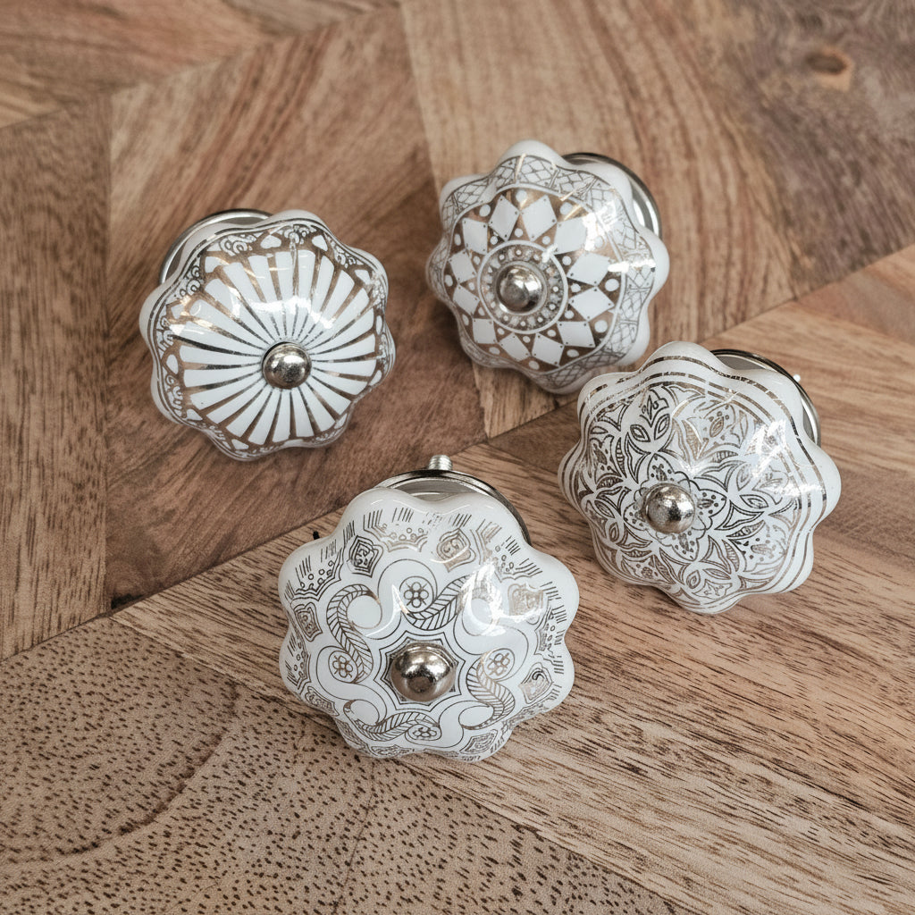 Cream/White & Metallic Drawer Knobs